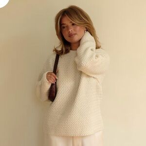 Djerf Avenue Structured Wool Sweater Cream